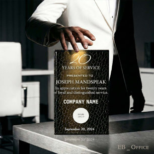 Modern Black Gold Leather Luminous Gold Ray Acrylic Award