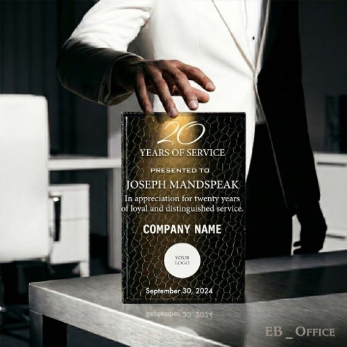 Modern Black Gold Leather Luminous Gold Ray Acrylic Award