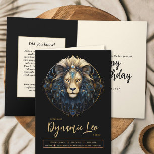 Modern Black Gold Lion Zodiac Sign Leo Birthday Card