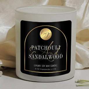 Modern Black & Gold Logo Soy Candles Product Label