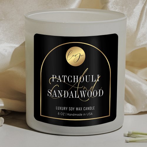 Modern Black  Gold Logo Soy Candles Product Label