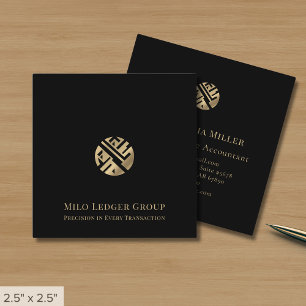 Modern Black Gold Logo Square Business Card