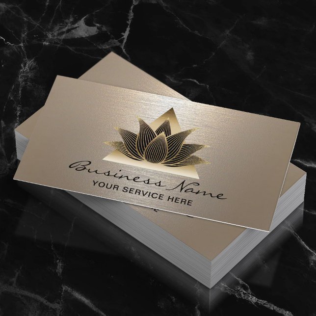 Modern Black & Gold Lotus Logo Wellness Salon Spa Business Card (Creator Uploaded)