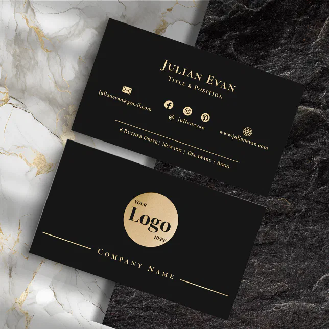 Modern Black Gold Luxe Professional Business Logo Business Card Zazzle