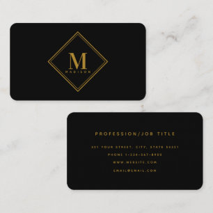 Modern Black Gold Luxury Monogram Initial Business Card
