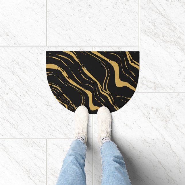 Modern Black & Gold Marble indoor Doormat (Indoor)