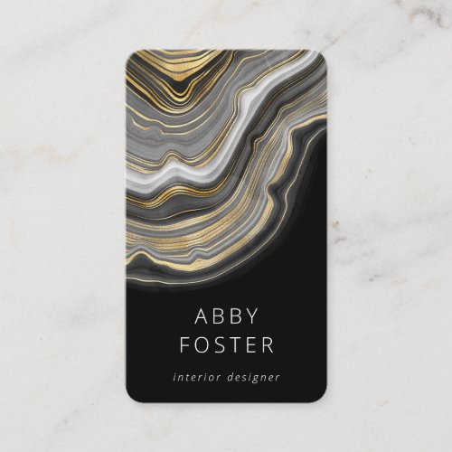 Modern Black Gold Marble Pattern Designer Business Card
