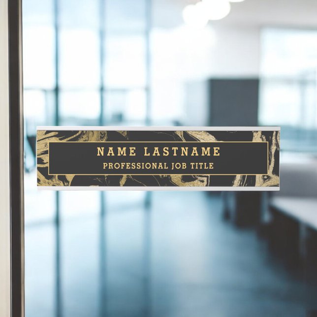 Modern Black Gold Marble Stone Custom Minimalist Door Sign (Creator Uploaded)