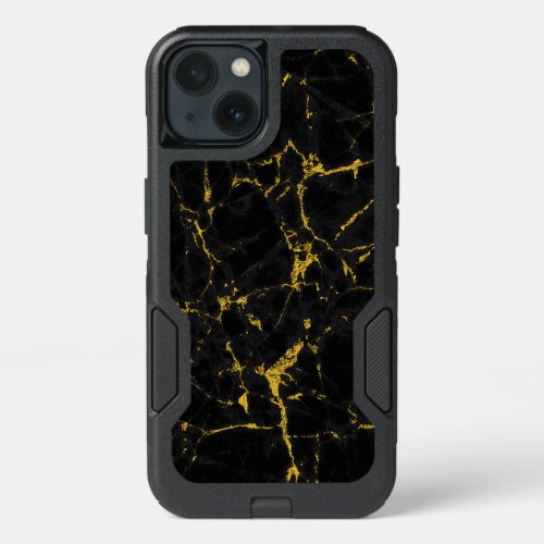 Modern Black  Gold Marble Stone Texture iPhone 13 Case