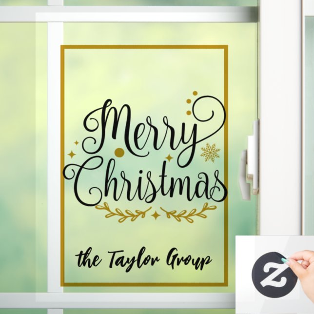 Modern Black & Gold Merry Christmas  Window Cling (Home)