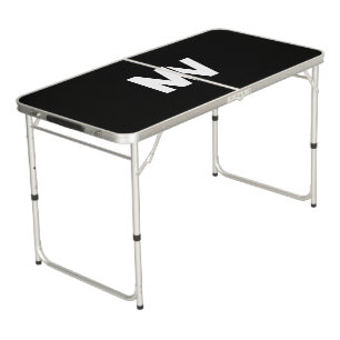 Modern Black Gold Monogram Elegant Script Name Bee Beer Pong Table