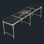 Modern Black Gold Monogram Elegant Script Name Beer Pong Table<br><div class="desc">Modern Girly Black Gold Monogram Elegant Script Name Beer Pong Table</div>