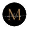 Modern Black Gold Monogram Elegant Script Name
