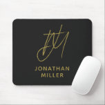Modern Black Gold Monogram Mouse Pad<br><div class="desc">Keep your workspace stylish and functional with this Modern Black Gold Monogram Mouse Pad. The sleek design features a customizable monogram on a black background, and the non-slip rubber base ensures a secure grip on any surface. Perfect for both personal and professional use, this mouse pad is a great way...</div>
