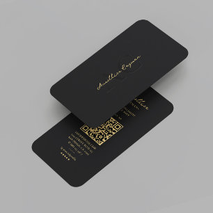 Modern Black Gold Monogram Professional Marketing Business Card