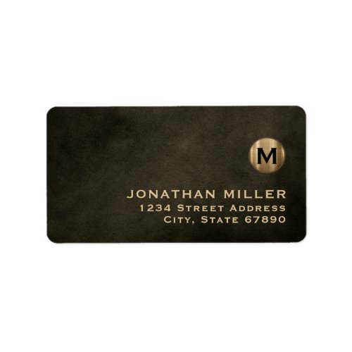 Modern Black Gold Monogram Return Address Label