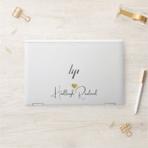 Modern Black Gold Monogram Script Name Stylish HP Laptop Skin