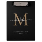 Modern Black Gold Monogram Stylish Script Name