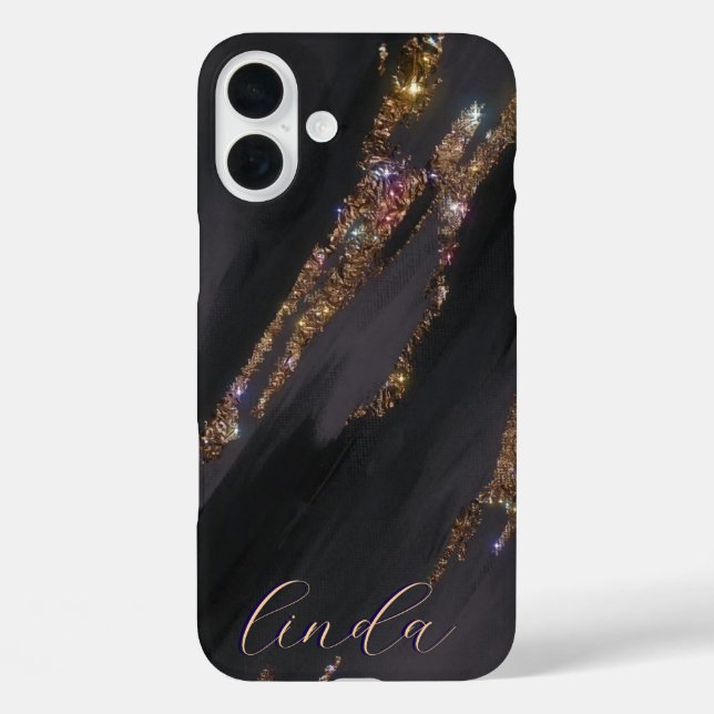 Modern Black Gold Monogrammed Case- Mate iPhone Case-Mate iPhone Case (Back)