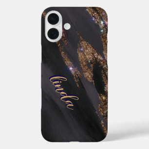 Modern Black Gold Monogrammed Case- Mate iPhone 16 Plus Case