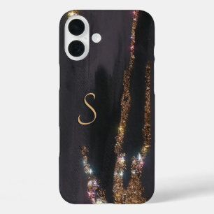 Modern Black Gold Monogrammed Case- Mate iPhone 16 Plus Case