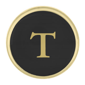 Modern Black & Gold Monogrammed  Finish Lapel Pin