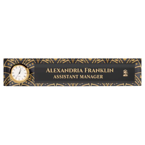Modern Black Gold Office Professional Personalize  Desk Name Plate