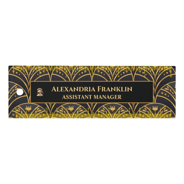 Modern Black Gold Office Professional Personalize Ruler (Front)