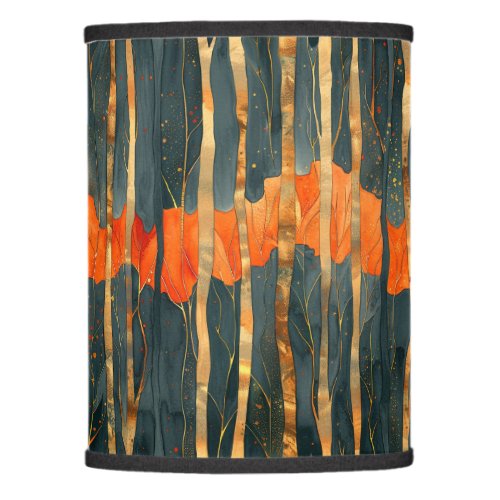 Modern black gold orange abstract stripes lamp shade