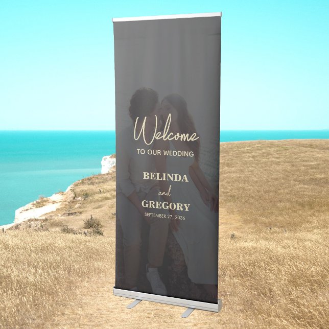 Modern Black Gold Photo Overlay Wedding Retractable Banner (Modern Black Gold Photo Overlay Wedding Retractable Banner)