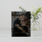 Modern black gold photo wedding save the date  foil invitation postcard (Standing Front)