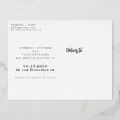 Modern black gold photo wedding save the date  foil invitation postcard (Back)