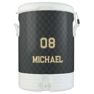 Modern Black Gold Player Name Jersey Number Sports Beverage Cooler