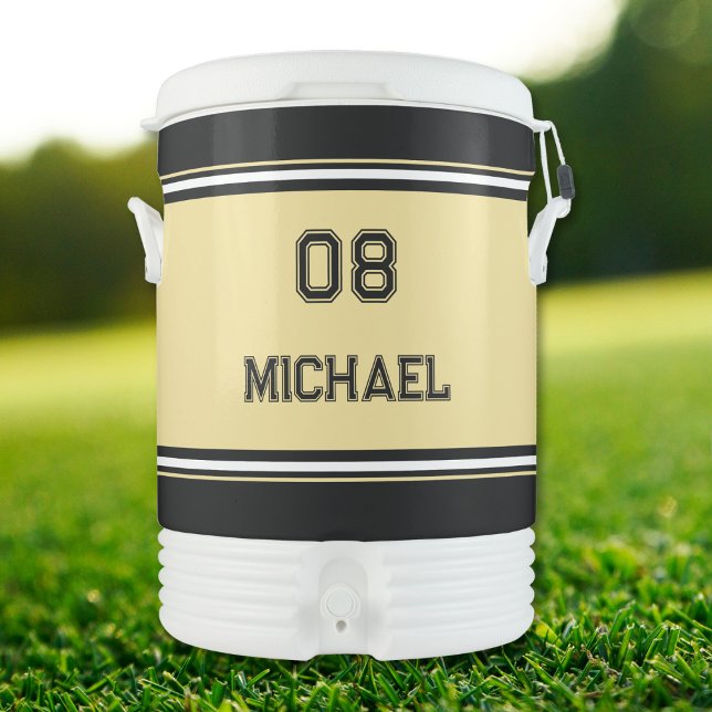 Modern Black Gold Player Name Jersey Number Summer Beverage Cooler (Modern Black Gold Player Name Jersey Number Summer Beverage Cooler)
