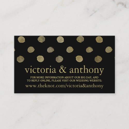 Modern Black  Gold Polka Dots Wedding Website Enclosure Card