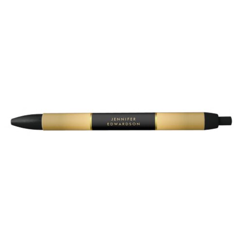 Modern black gold professional monogram name black ink pen
