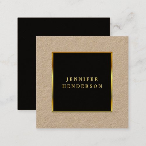 Modern black gold professional rustic kraft square business card