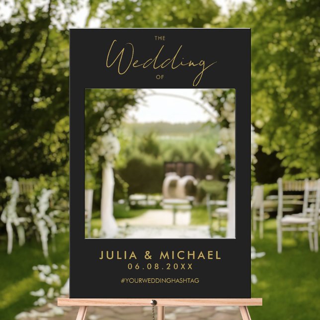 Modern Black Gold Prop Wedding Selfie Photo Frame Foam Board (Creator Uploaded)