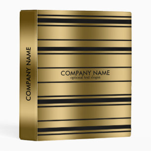 Modern Black & Gold Random Stripes Mini Binder