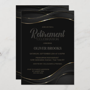 Modern Black Gold Retirement Celebration Invitation