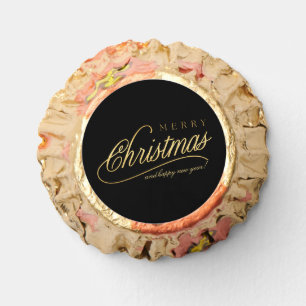 Modern Black & Gold Script Merry Christmas Reese's Peanut Butter Cups