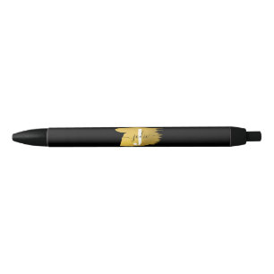 Modern Black & Gold Script Monogram Initial Pen