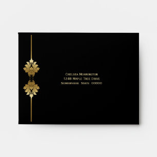 Modern Black Gold Self Addressed Wedding Envelope