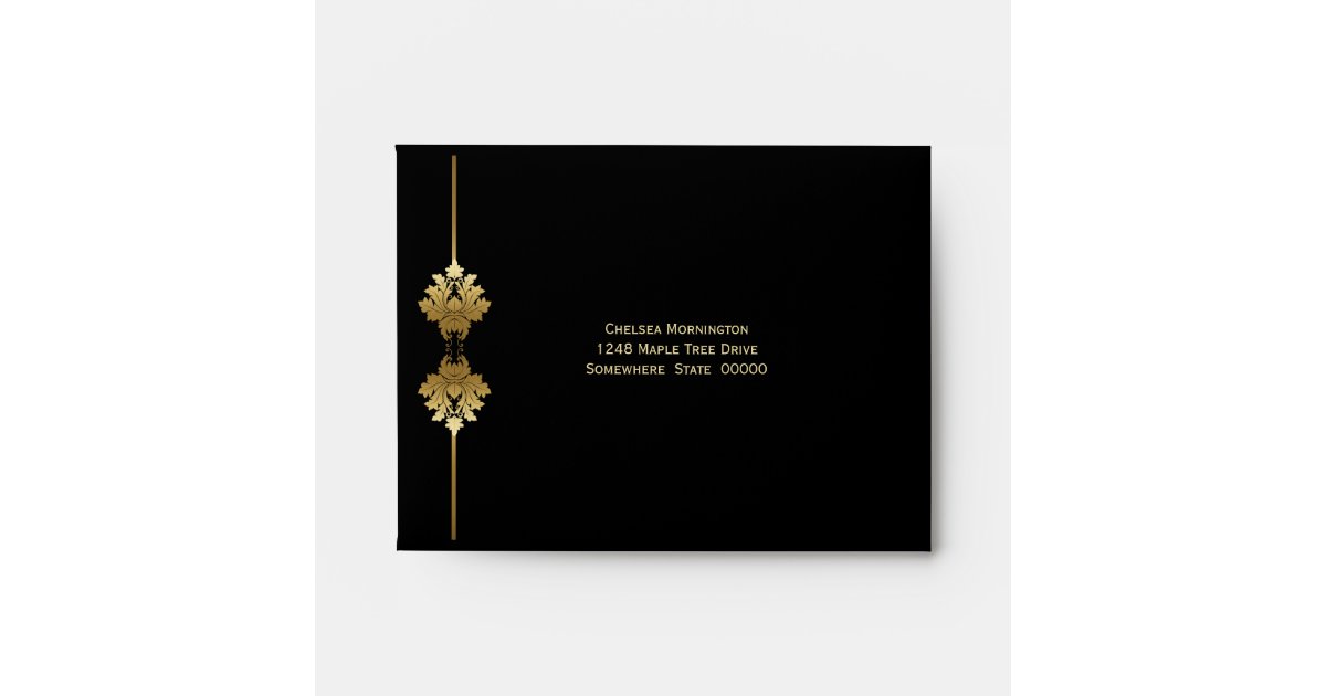 5x7 Black outside and Gold Inside Envelope, Zazzle