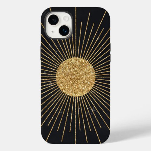 Modern Black Gold Shining Sun Case_Mate iPhone 14 Plus Case