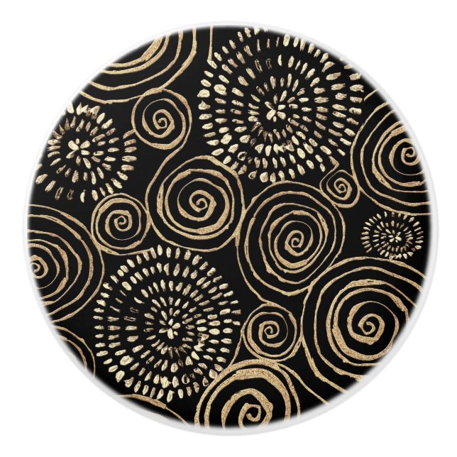 Modern Black Gold Silver  Ceramic Knob (Front)