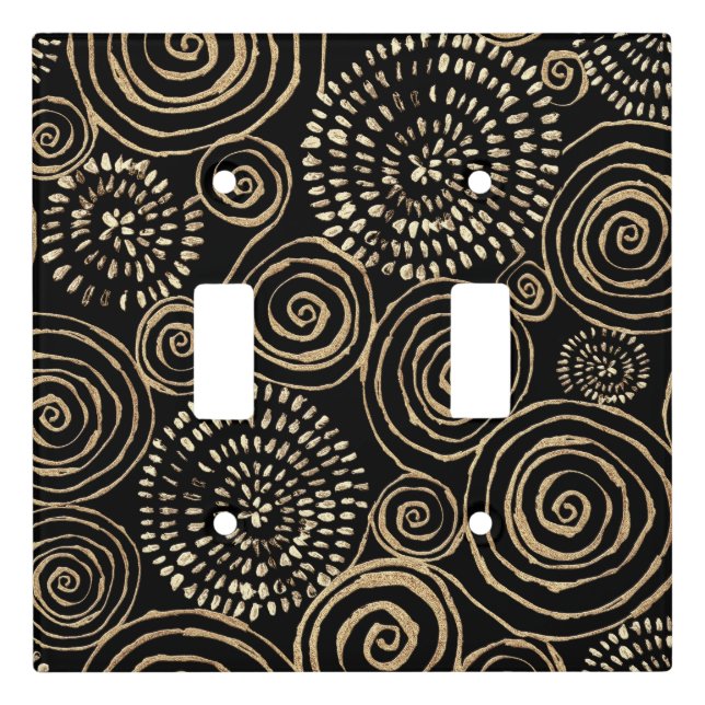 Modern Black Gold Silver Light Switch Cover (Front)