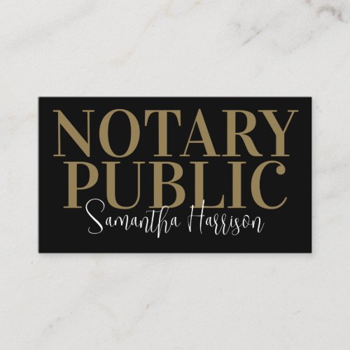 Modern Black Gold Simple Mobile Notary Loan Agent Business Card