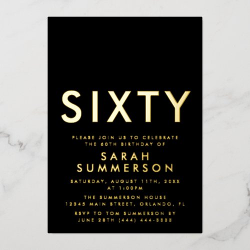 Modern Black Gold Sixty 60th Birthday Party