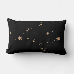 Modern Black Gold Starry Night Space Lumbar Pillow